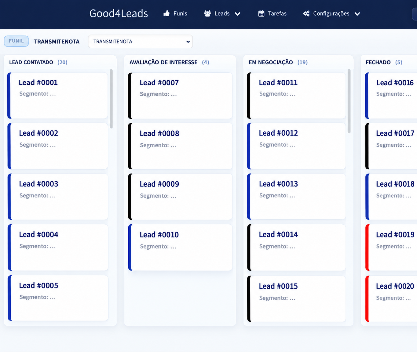 Tela da plataforma Good4Leads
